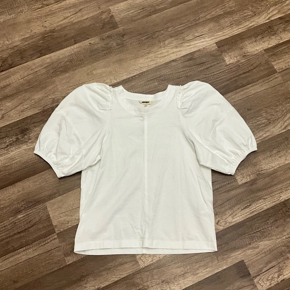 Madewell Womens  100% Cotton Puff-Sleeve Tee NT331 Size Small In White NWT